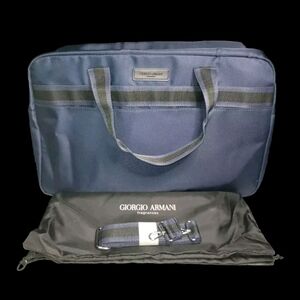 Giorgio Armani Navy Blue Weekender Large Duffle Bag NEW Travel Gym Work Carry-On